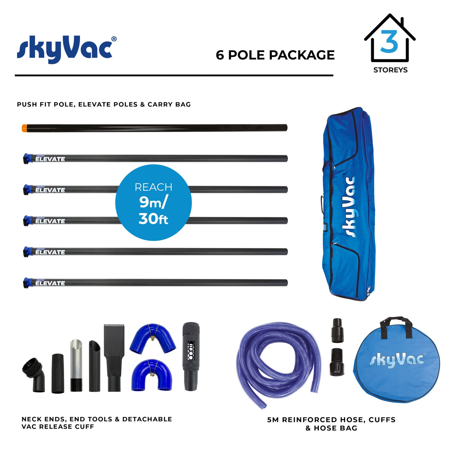 skyVac® Elevate 44mm Clamped Pole Package
