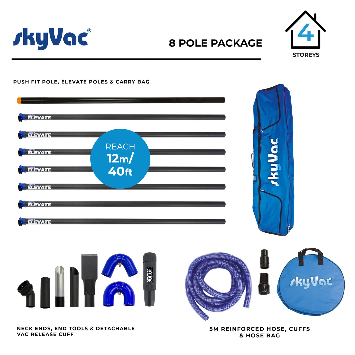 skyVac® Elevate 44mm Clamped Pole Package