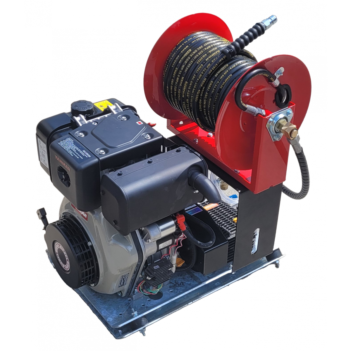 Industrial Pressure Washer Diesel Yanmar L100 21LPM Skid Frame + 30M Reel