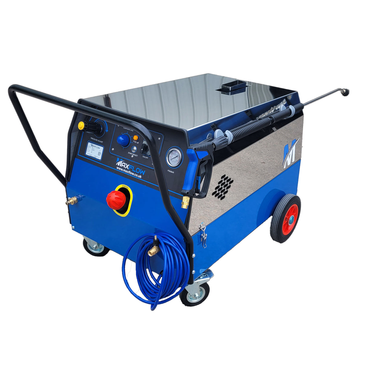 Maxflow Electric Hot Pressure Washer Timed Auto-Stop 400v 15 LPM 200 Bar