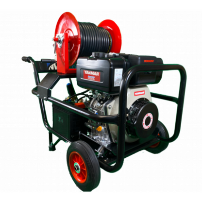 Industrial Pressure Washer Diesel Yanmar L100-V Comet Pump 18 LPM Trolley Frame + 30M Reel
