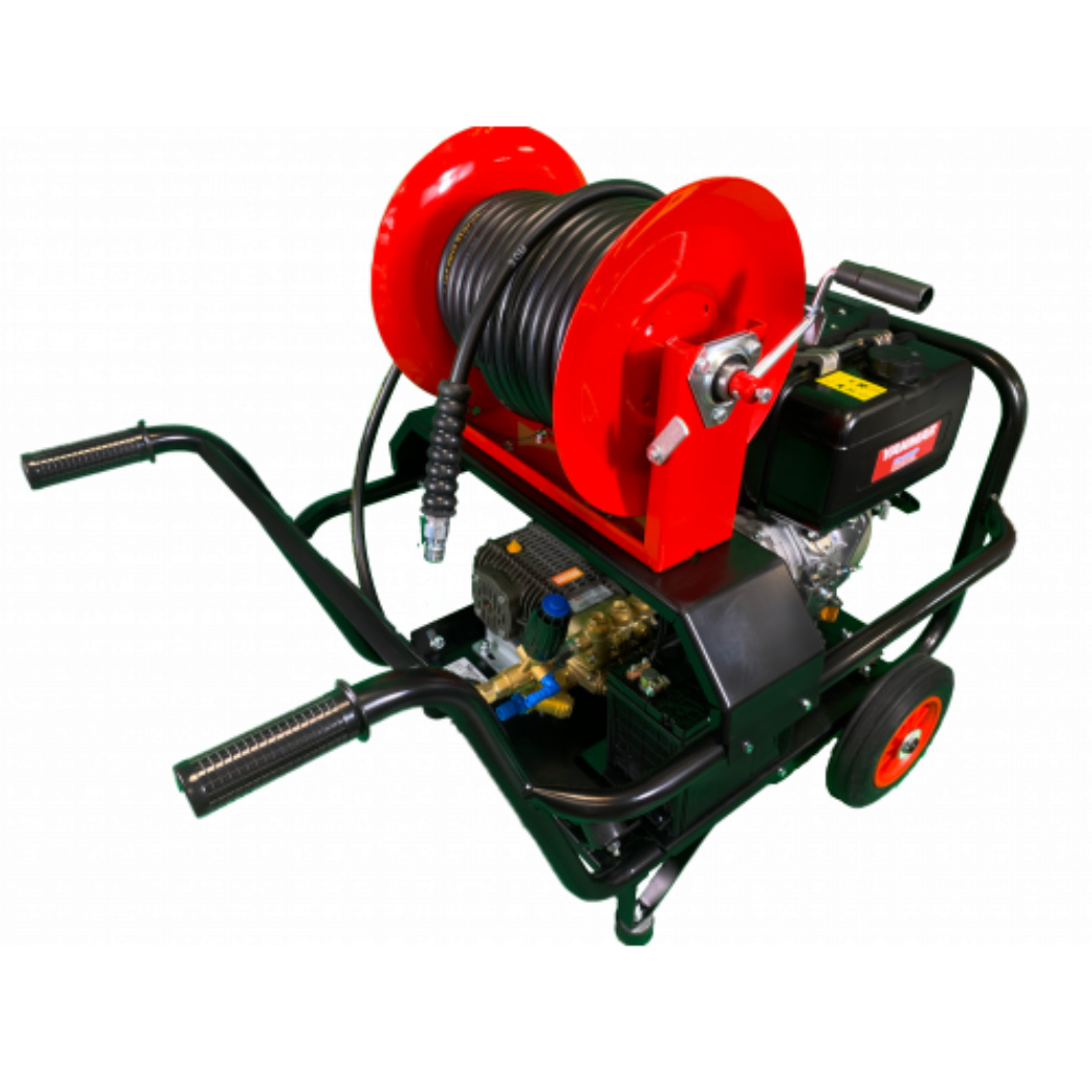 Industrial Pressure Washer Diesel Yanmar L100-V Comet Pump 18 LPM Trolley Frame + 30M Reel