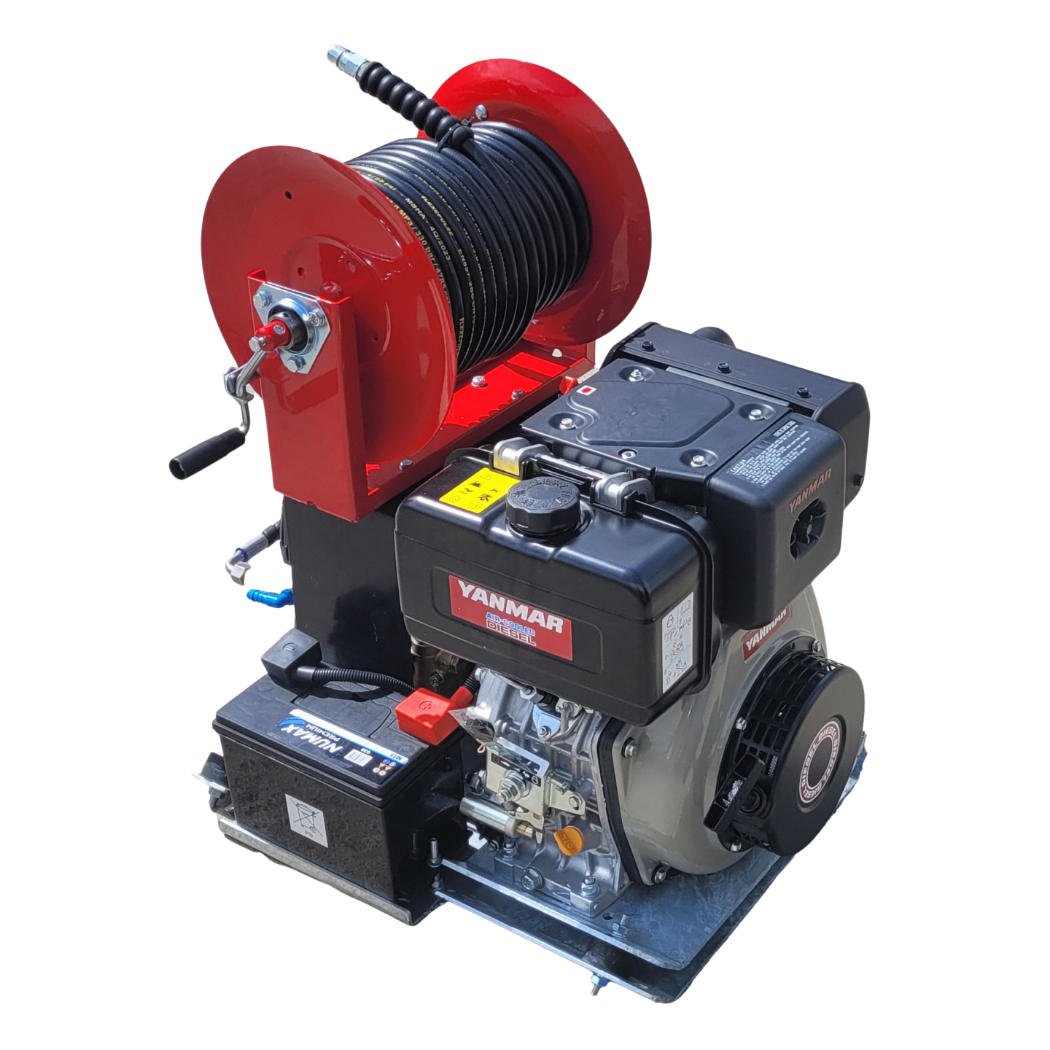 Industrial Pressure Washer Diesel Yanmar L100-V Comet Pump 18 LPM Skid Frame + 30M Reel