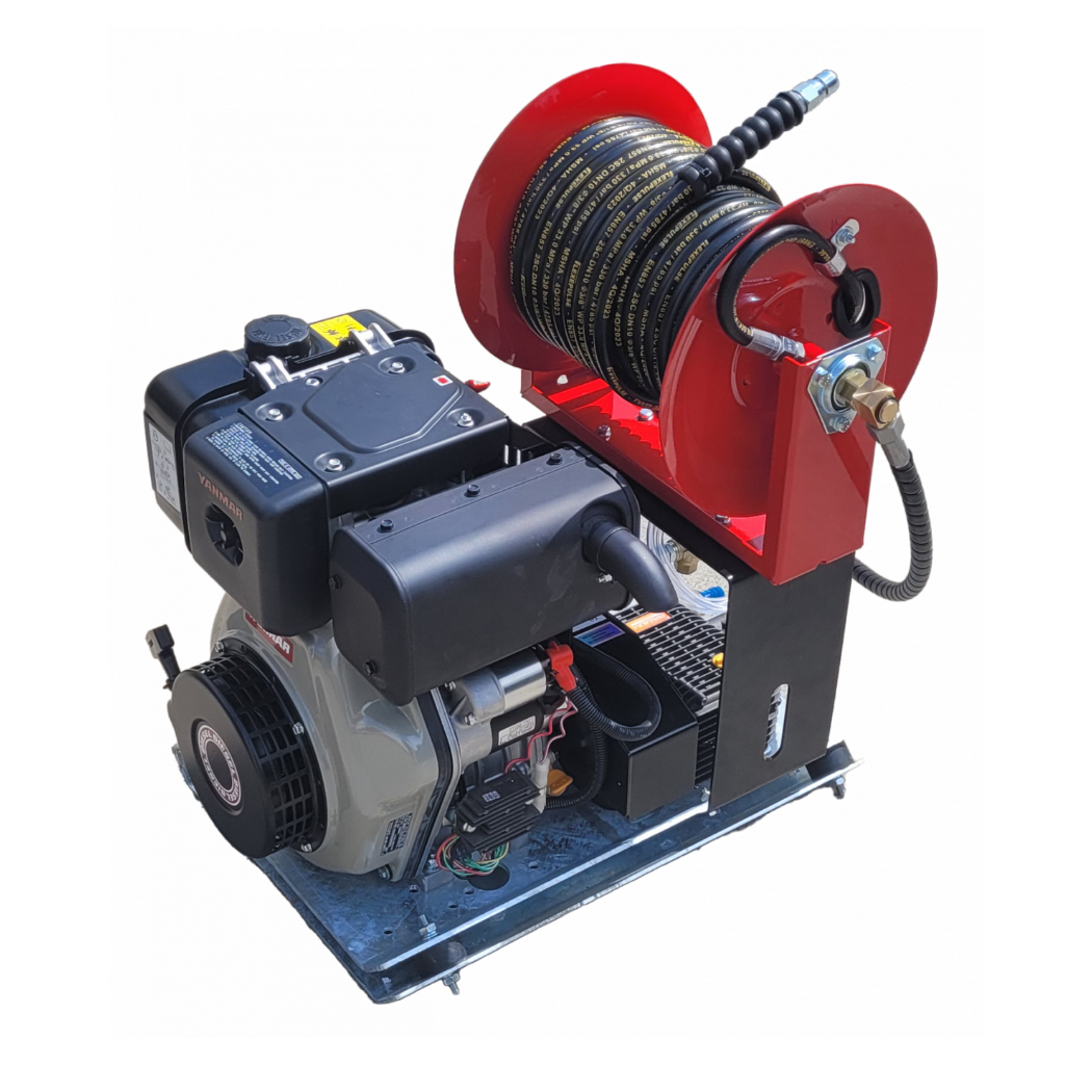 Industrial Pressure Washer Diesel Yanmar L100-V Comet Pump 18 LPM Skid Frame + 30M Reel