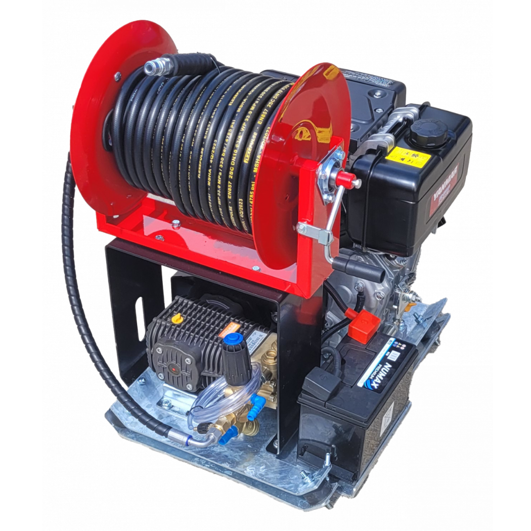 Industrial Pressure Washer Diesel Yanmar L100-V Comet Pump 18 LPM Skid Frame + 30M Reel