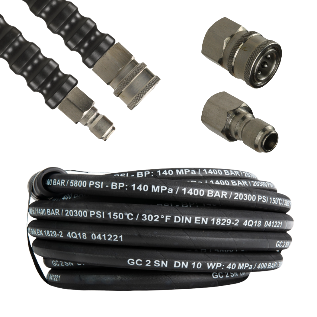 3/8" High Pressure Hose 2 Wire 150°C 400 Bar (Midi Quick Release Connectors)