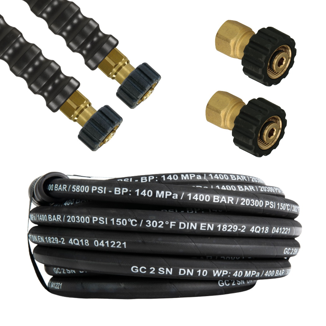 3/8" High Pressure Hose 2 Wire 150°C 400 Bar (M22 Quick Screw Connectors)