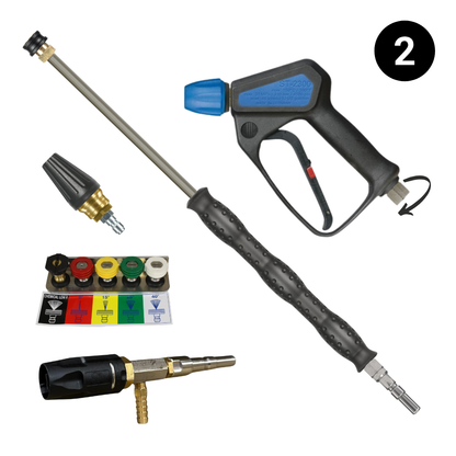 Watertek Honda GX390 / Mazzoni Pump Pressure Washer 21 Litres Per Minute @ 200 Bar (3000 PSI) Option 2 - Premium Suttner Trigger + Swivel 900mm Lance with Nozzles & Chemical Applicator (+£348)