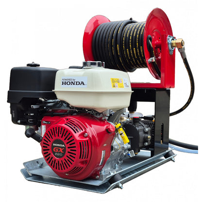 Honda GX390 21 LPM Powerwasher Skid Frame + 30M Reel (Electric Start Option)