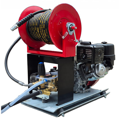 Honda GX390 21 LPM Powerwasher Skid Frame + 30M Reel (Electric Start Option)