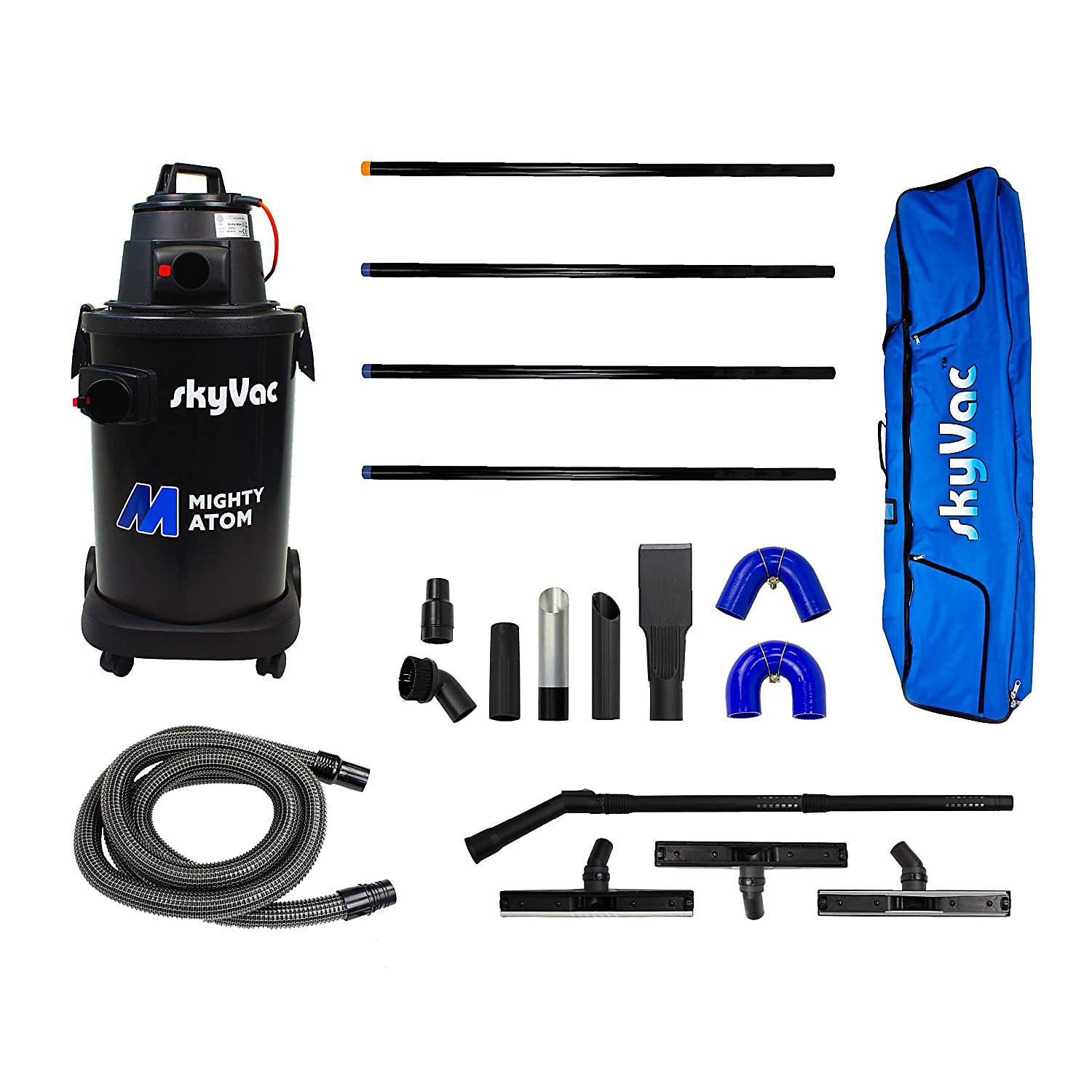 skyVac® Supercharged Mighty Atom Gutter Vacuum Kit Standard 44mm Push Fit Poles 4 Pole (4 Pole (6m 20ft)